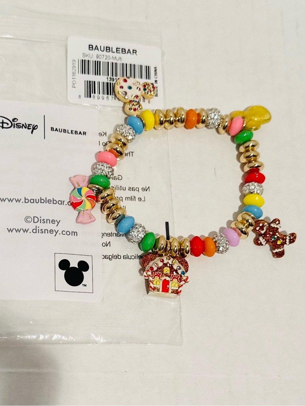 Baublebar NWT Disney Mickey Mouse Gingerbread Charm Bracelet